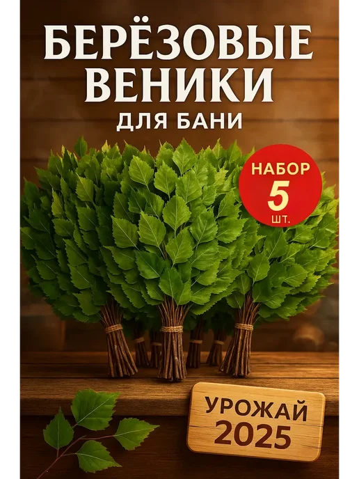 Веники для бани Березовые 5шт, 5 шт