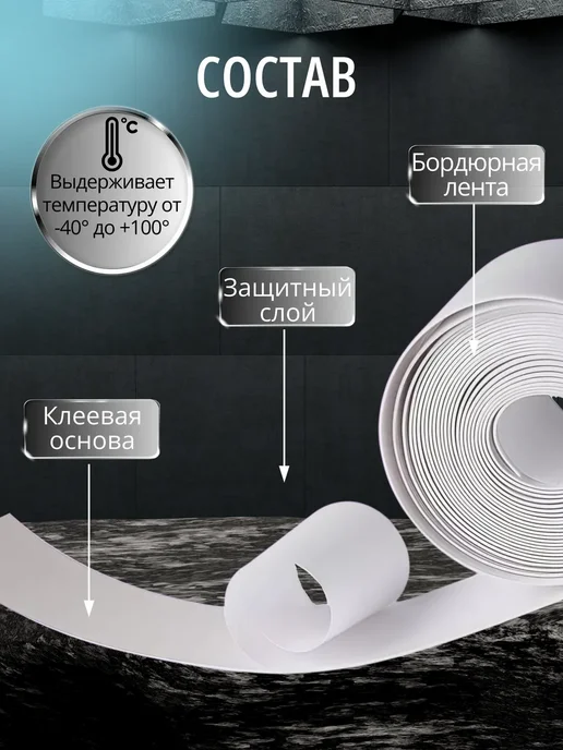 Водостойкая бордюрная лента КОРИЧНЕВЫЙ для кухни и ванной, белый, фото 3
