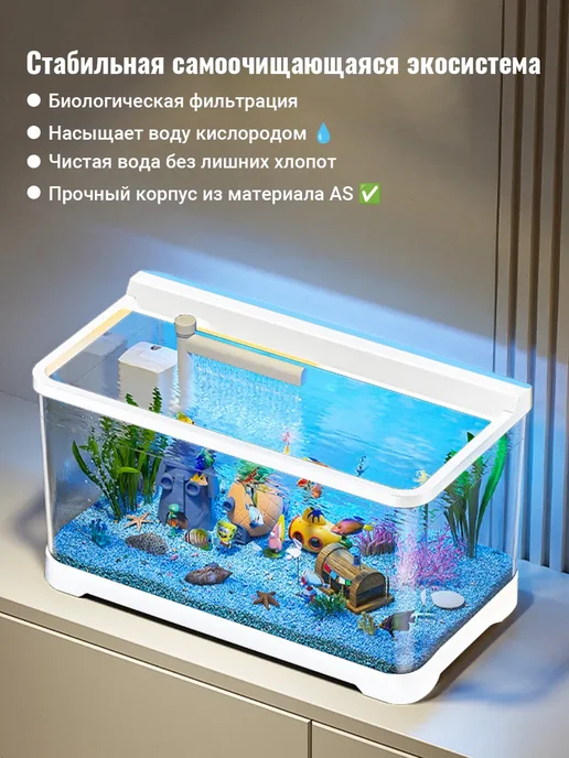Аквариум для рыб подсветкой и фильтром 14 л готовый комплект, 14 л, фото 3