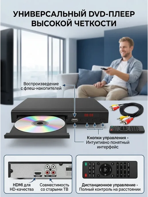 DVD-плеер с поддержкой 1080p и MP3, вариант, фото 3