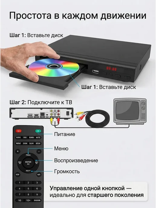 DVD-плеер с поддержкой 1080p и MP3, вариант, фото 5