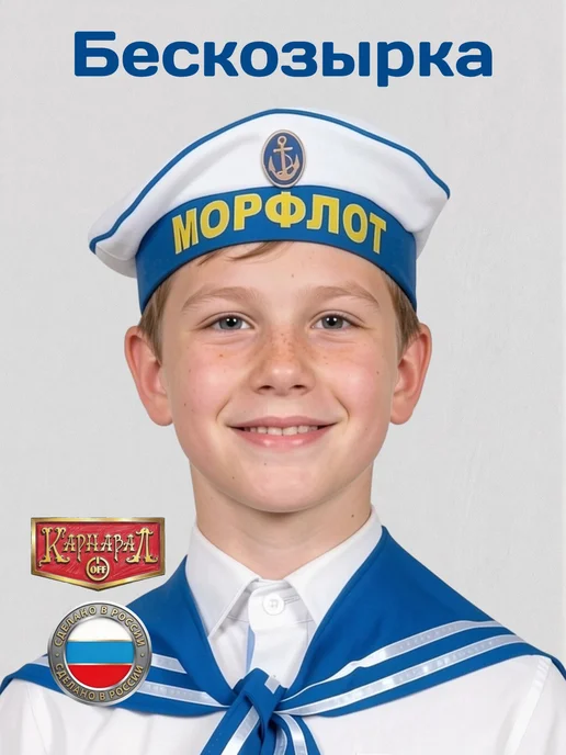 КАРНАВАЛОФФ Бескозырка "Морфлот", детская, синий