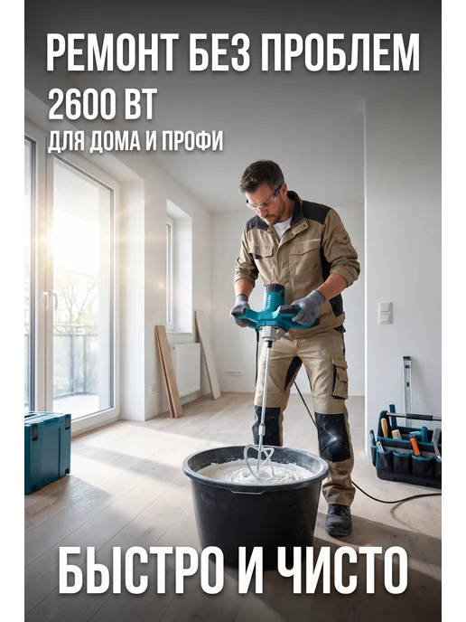 Makita Миксер строительный для раствора электрический, черный