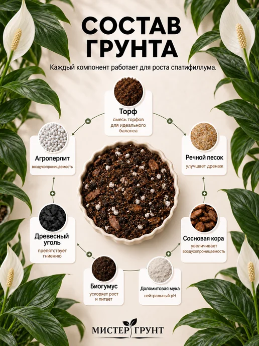 Мистер Грунт Грунт для спатифиллума,5л Люкс, 5 л, фото 3