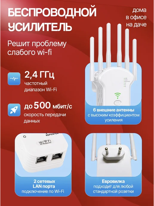 Sava Усилитель интернета WiFi сигнала, репитер ретранслятор, белый, фото 2