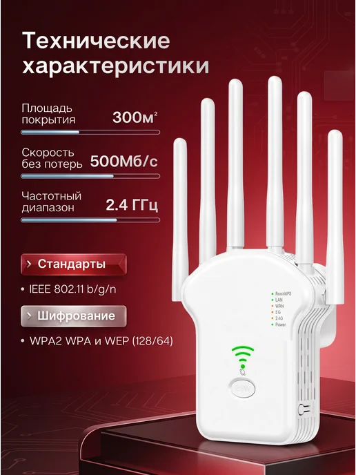 Sava Усилитель интернета WiFi сигнала, репитер ретранслятор, белый, фото 3
