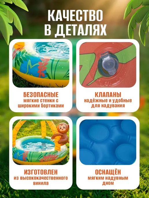 AMI Бассейн надувной для детей с навесом 40л, 40 л, фото 5