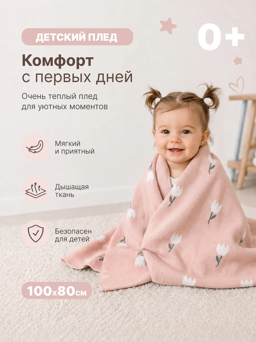 Плед для новорожденных, хлопок