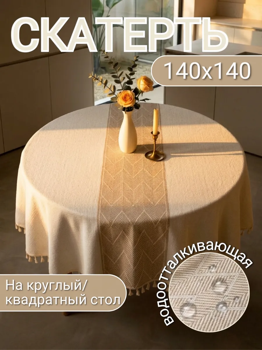 Скатерть на стол водоотталкивающая 140х140