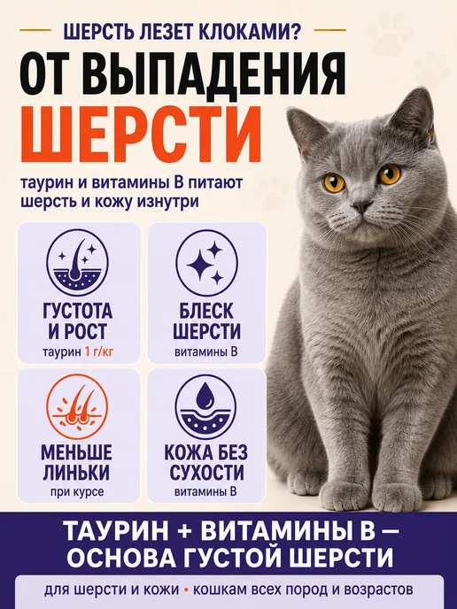AIRI Витамины для кошек от выпадения шерсти лакомство в таблетках, вариант, фото 2