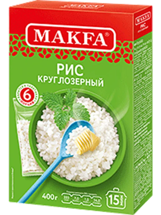 Makfa Крупа рис круглозерный в варочных пакетиках, 400г, 400 г, фото 2
