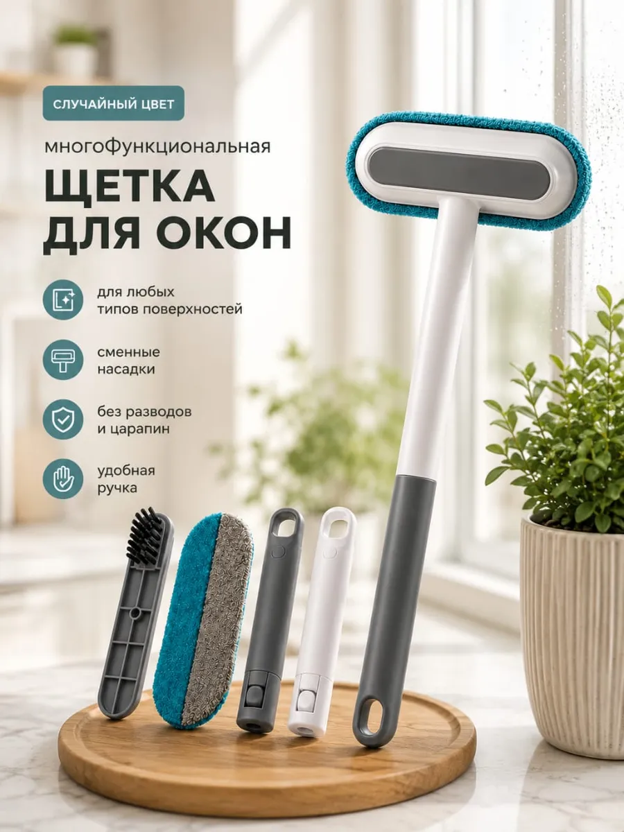 Щетка для мытья окон скребок универсальный с насадками 3 в 1