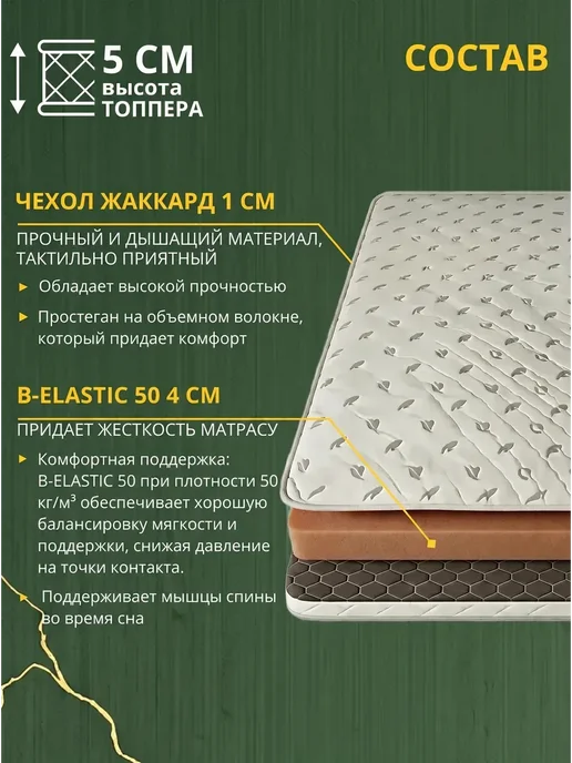 YANSON Твои правила сна Жесткий топпер на диван и матрас 5 см 120x190, 150x220, фото 2