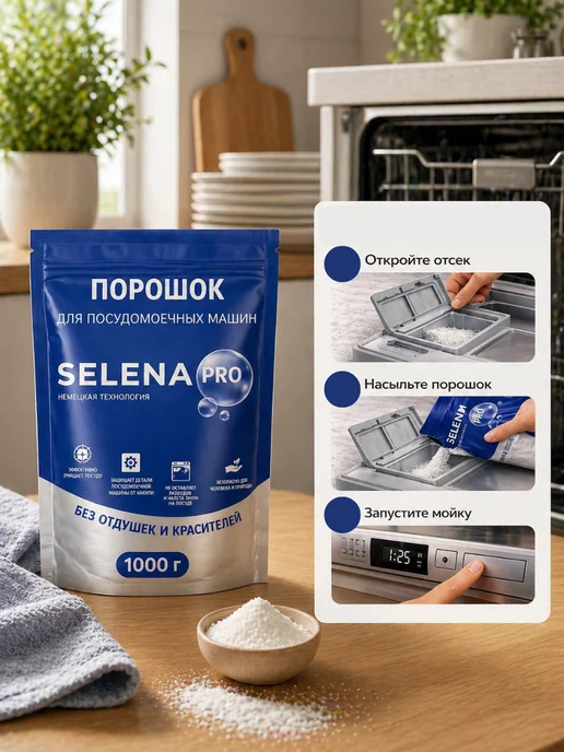 Selena PRO Порошок для посудомоечной машины 1 кг, 1 кг, фото 8