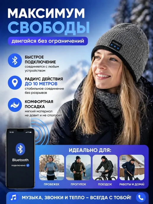 Захи Шапка с гарнитурой, серый, фото 3