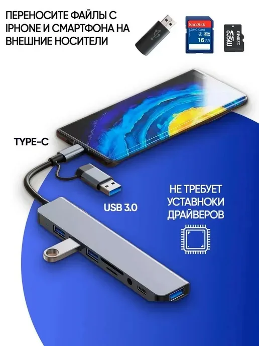 Картридер, переходник для карт памяти SD и Micro SD, TF, вариант, фото 3