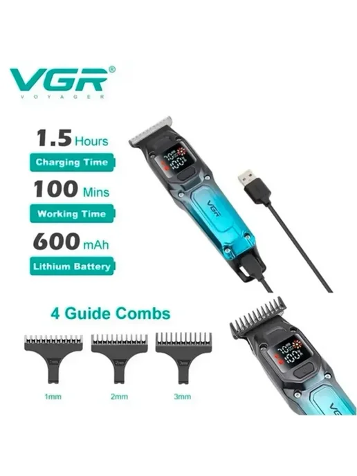 VGR Триммер для бороды мужской, голубой, фото 7