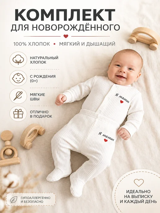 JorBaby Детский комплект распашонка и ползунки, белый