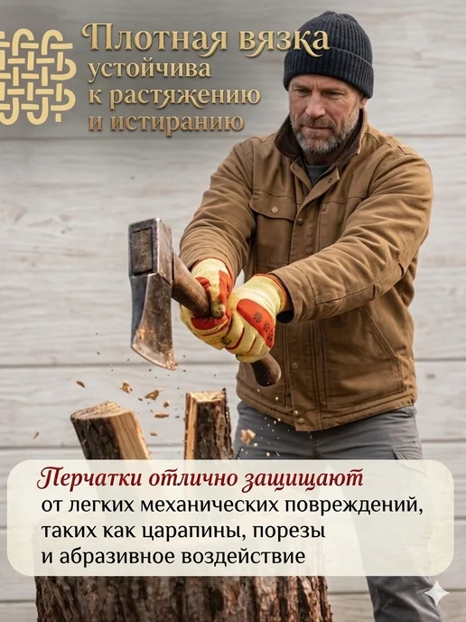 Перчатки рабочие с латексным обливом 10 пар, белый, фото 4