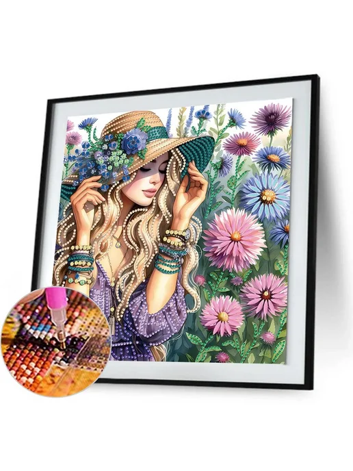5D DIY частичная алмазная мазаика цветы 30x30 см, 30x30 см, фото 2