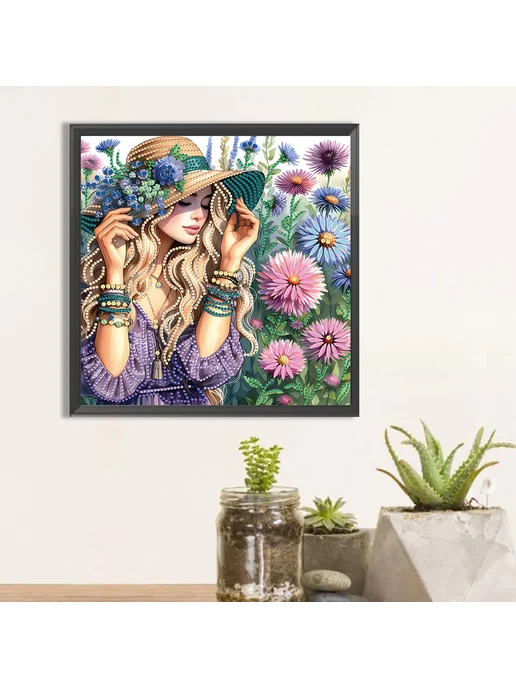 5D DIY частичная алмазная мазаика цветы 30x30 см, 30x30 см, фото 4