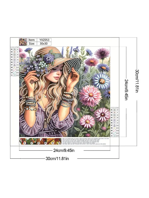 5D DIY частичная алмазная мазаика цветы 30x30 см, 30x30 см, фото 8