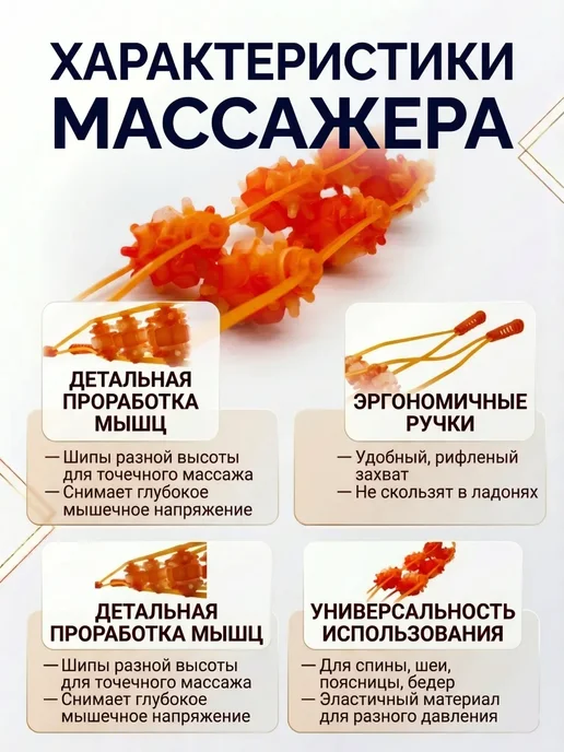 EVRIM Массажный ролик шипованный для спины тела рук ног шеи, оранжевый, фото 3