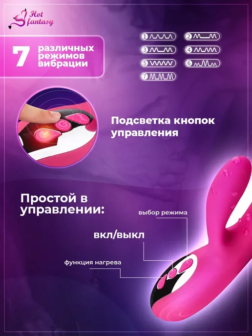 Вибратор кролик женский для взрослых секс игрушка стимулятор, розовый, фото 3