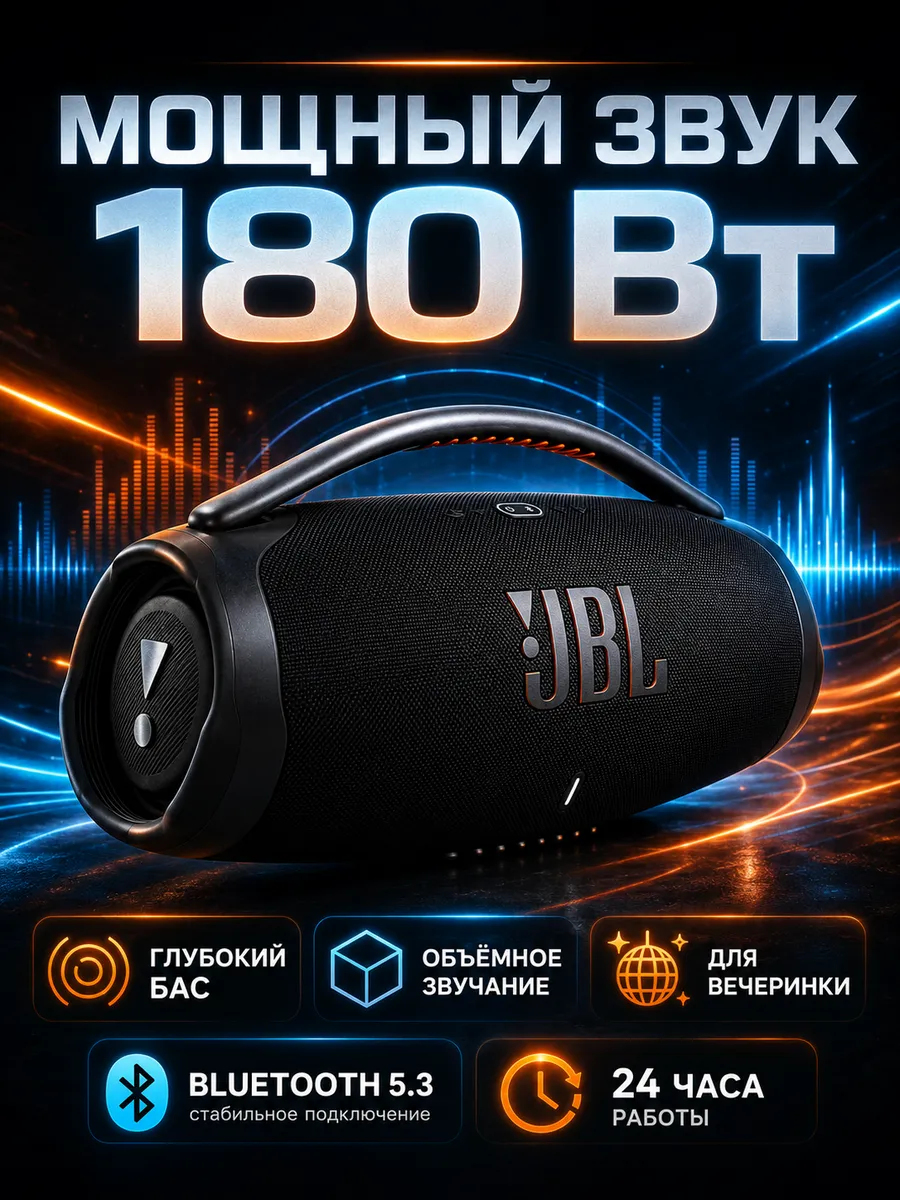 JBL Колонка портативная Boombox 3, 180Вт, черная