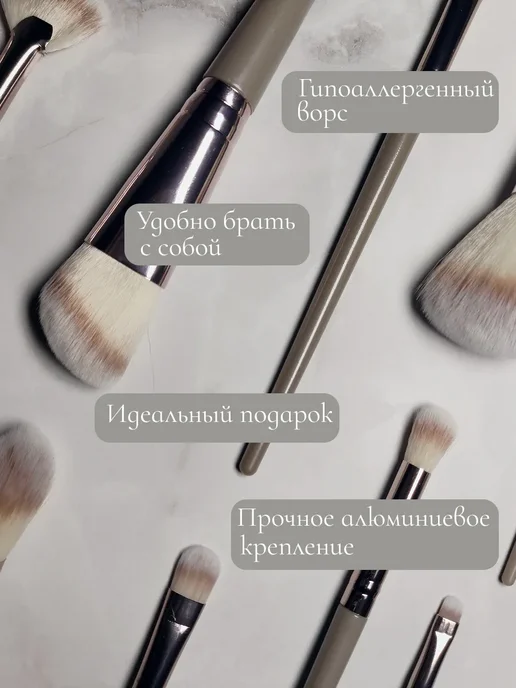 Кисти для макияжа набор 15 штук, вариант, фото 4