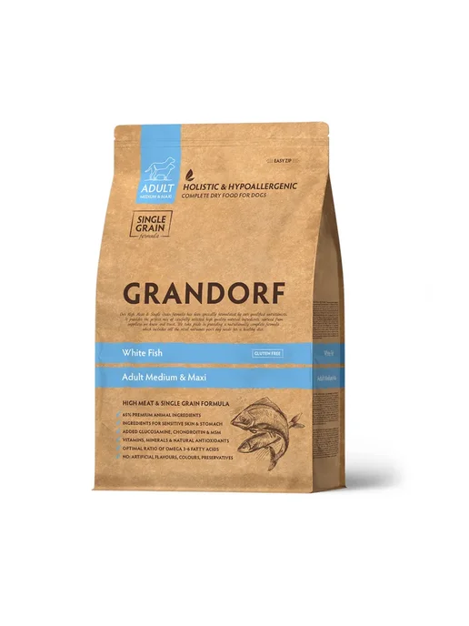 Сухой корм Grandorf' Белая для собак, рыба, 1 кг