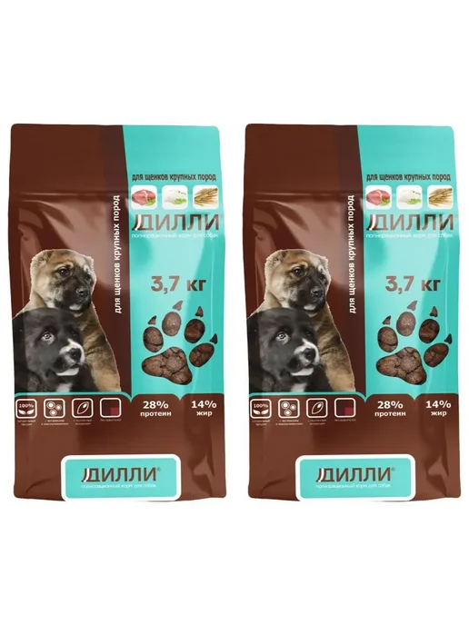 Сухой корм Диллии для собак, крупные, щенки, 3,7 кг