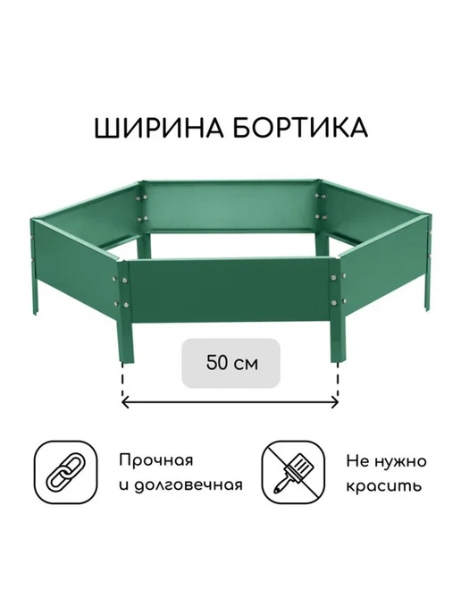 Greengo Клумба оцинкованная зеленая, d 100 см, высота 15 см, зеленый, фото 2