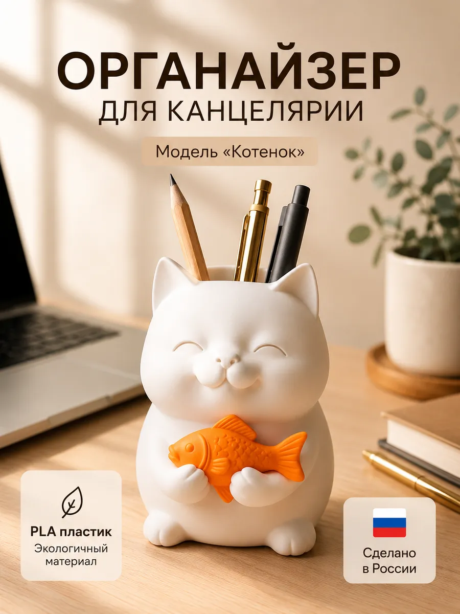 Органайзер настольный для канцелярии "Котик"