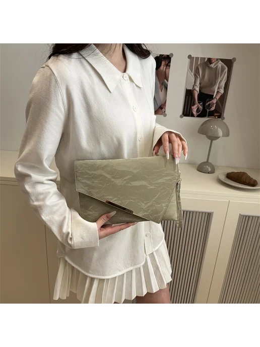 Женский клатч-кейс из PU кожи для вечеринок, зеленый, зеленый, фото 7