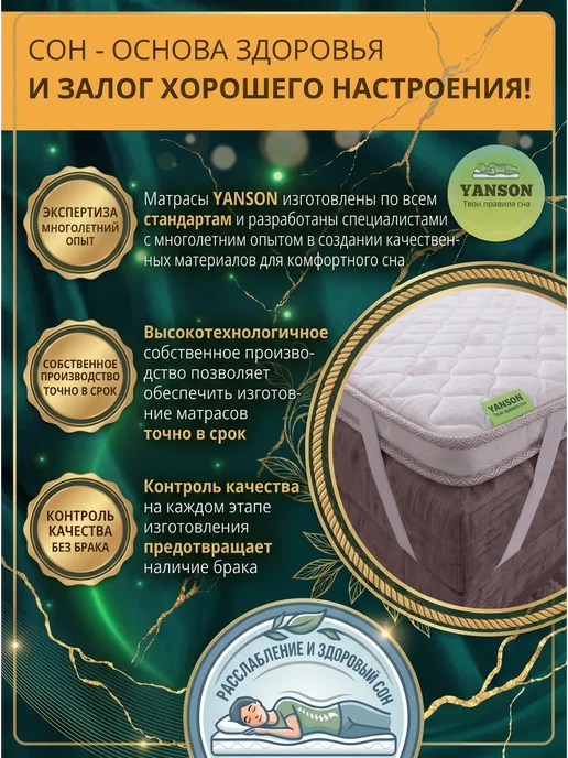 YANSON Твои правила сна Топпер жесткий на диван и матрас 8 см 150x210, 130x200, фото 7