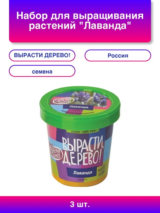 ВЫРАСТИ ДЕРЕВО! Набор для выращивания растений Лаванда банка грунт семена zk, 3 шт