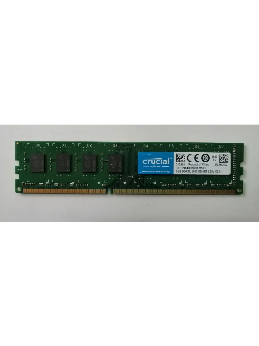 Оперативная память Crucial DIMM DDR3 8Гб 1600 МГц для ПК