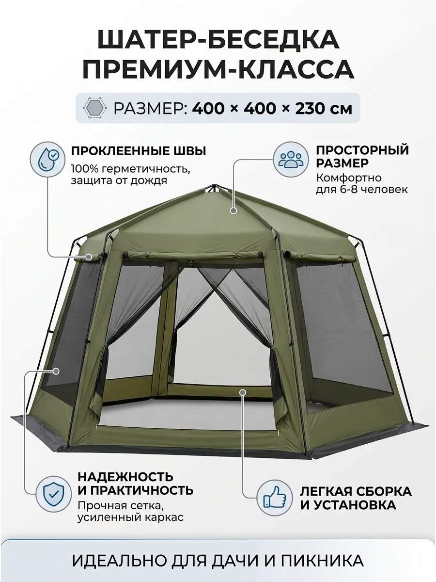 Туристический шатер беседка тент с москитной сеткой