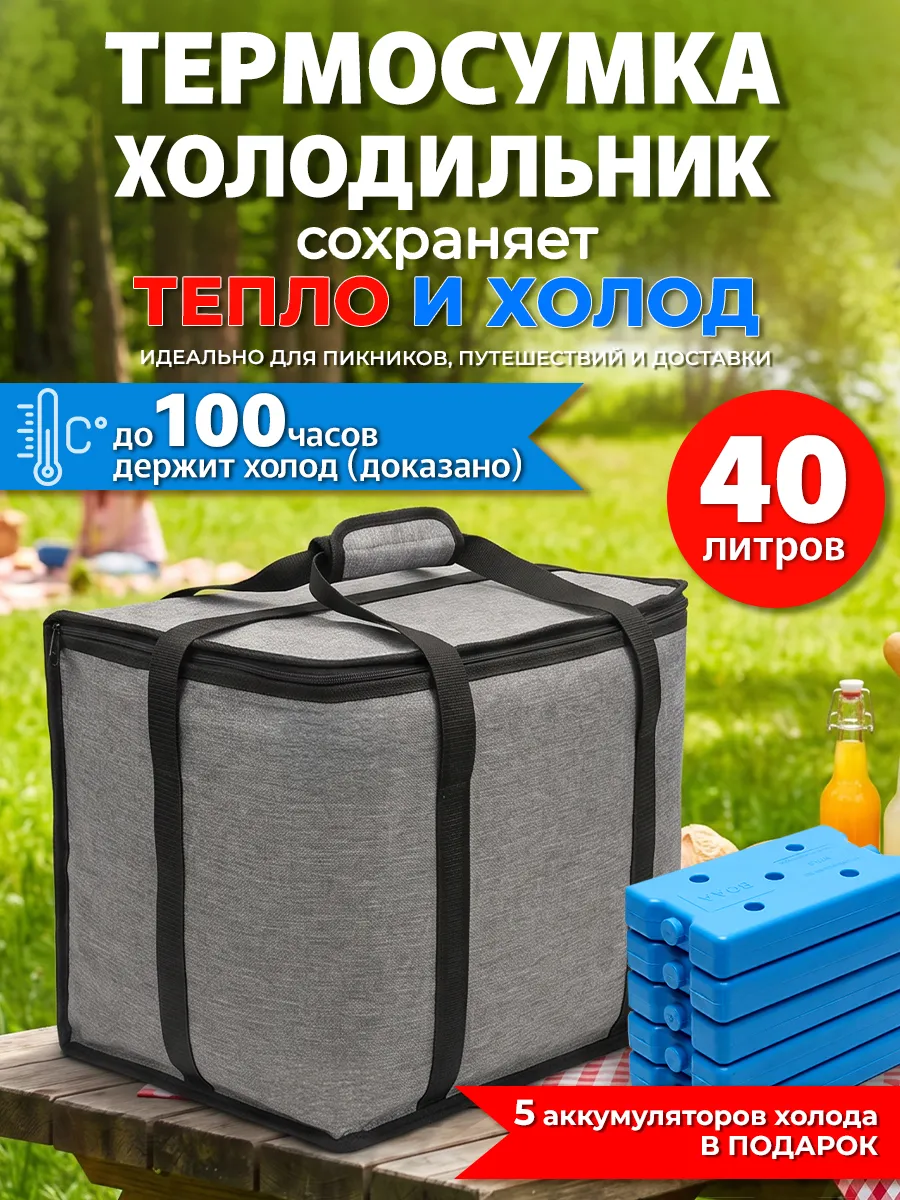 Термосумка холодильник 40 литров с хладоэлементами