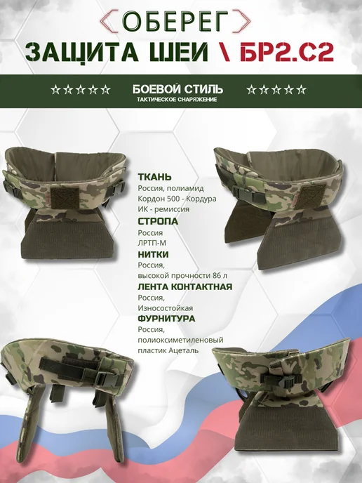 Боевой стиль Защита шеи БР2 С2 противоосколочная на бронежилет, серый, фото 2