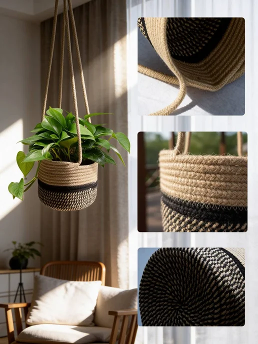 CozyStore Подвесное кашпо для цветов, черный, фото 4