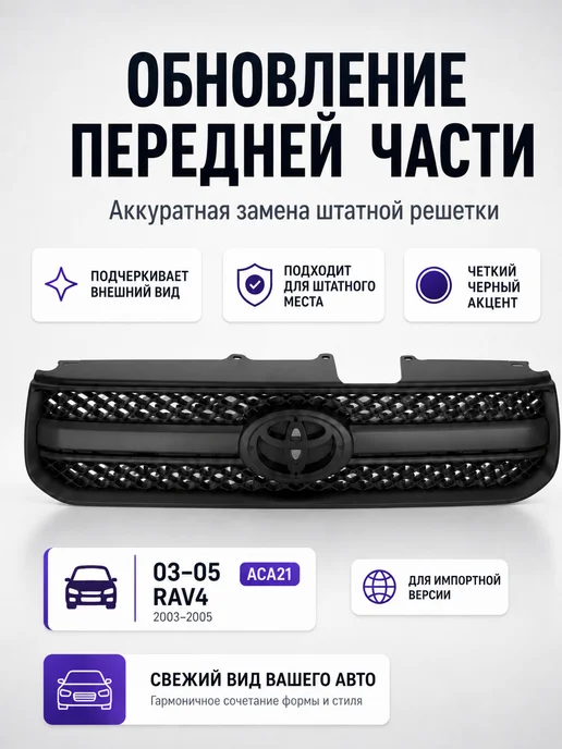 Нет бренда Решетка радиатора для Toyota Rav4 2003-2006, Тойота Рав 4, вариант, фото 2
