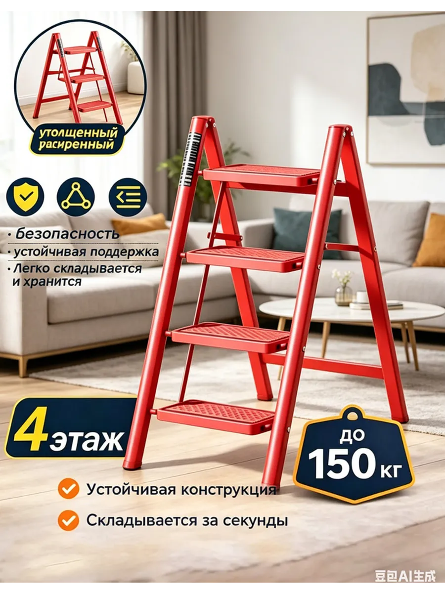 Лестница трансформер 3 яруса узкая