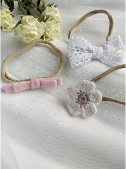 Miracle Bow Набор повязок на голову для малышей, белый, фото 3