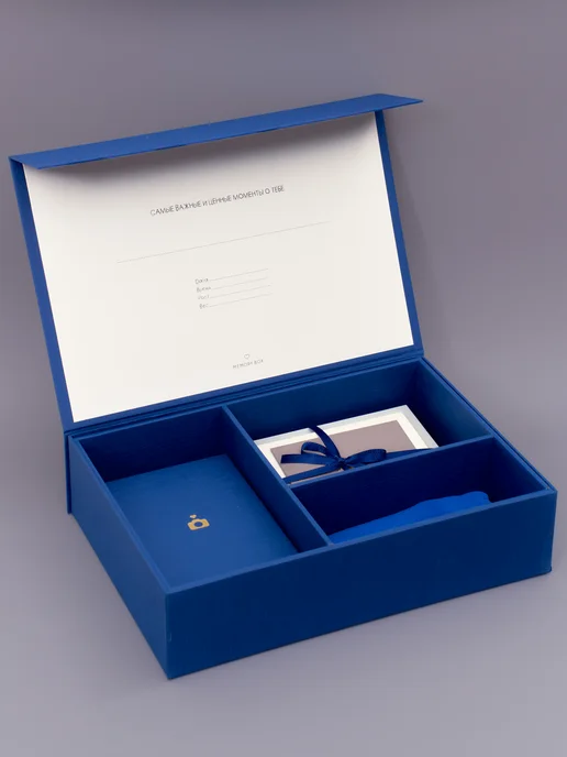 Memory Box Подарочный бокс для новорожденного, на выписку, на рождение, синий, фото 4