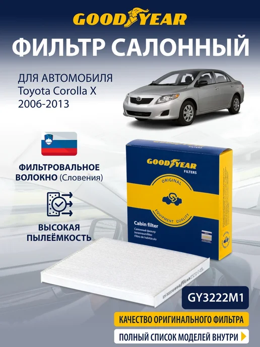 Goodyear Фильтр салонный для TOYOTA Corolla 10 покол. 110 120 150 180, вариант
