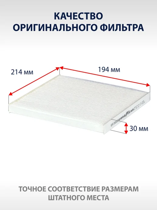 Goodyear Фильтр салонный для TOYOTA Corolla 10 покол. 110 120 150 180, вариант, фото 5