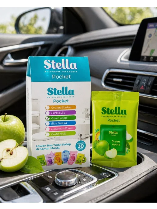 STELLA INDONESIA Ароматизатор 6 саше Stella Green apple, зеленый, фото 2
