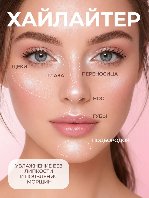 PrettyGirl Хайлайтер для лица и тела с зеркалом, белый, фото 4